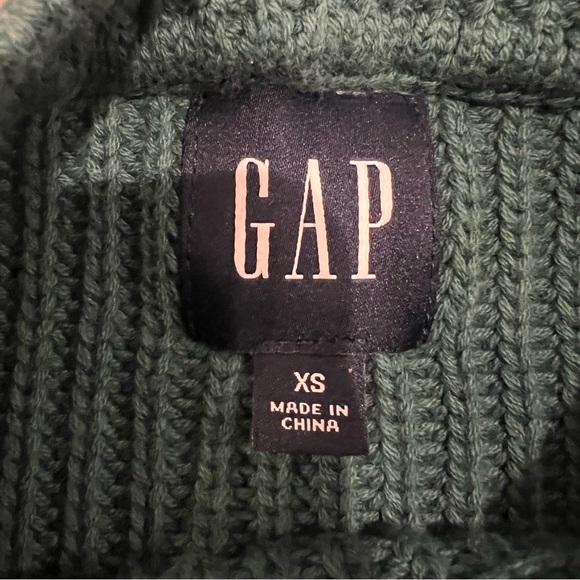 Gap Knit Sweater 100% Cotton Green Crewneck Boyfriend Chunky XS - Picture 5 of 7